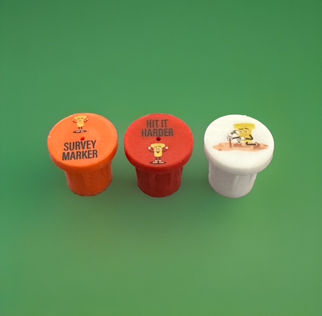 (image for) LOGO'd Plastic Survey Marker for 1/2" Rebar or 3/4" Pipe